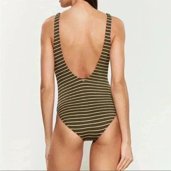 NEW RED CARTER LACED OLIVE STRIPED ONE PIECE SWIMSUIT SIZE 8/M - Picture 2 of 10